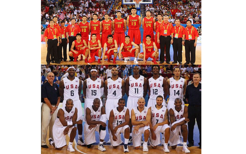 08奥运男篮中国vs美国海报